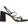 Sandro Glitter Block-heeled Sandals In Black