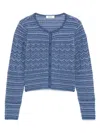 Sandro Glitter Crewneck Cardigan Sweater In 蓝色