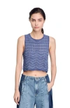 Sandro Womens Bleus Sleeveless Cropped Knitted Top