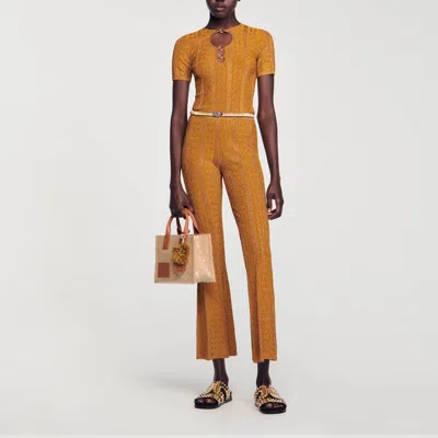 Sandro Glitter Knit Top In Gold