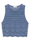 Sandro Womens Bleus Sleeveless Cropped Knitted Top In Blue