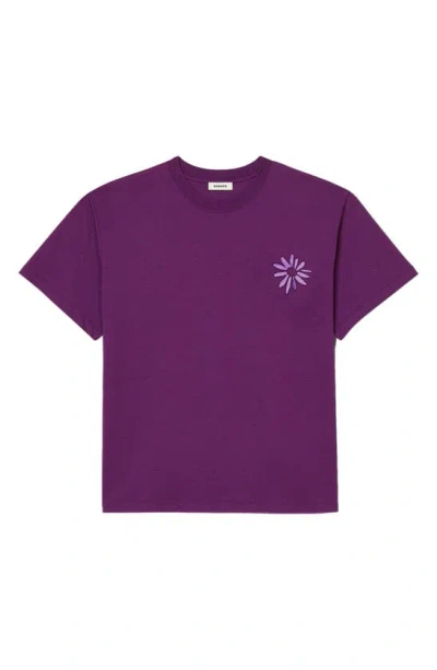 Sandro Glossy Flower Graphic T-shirt In Purple