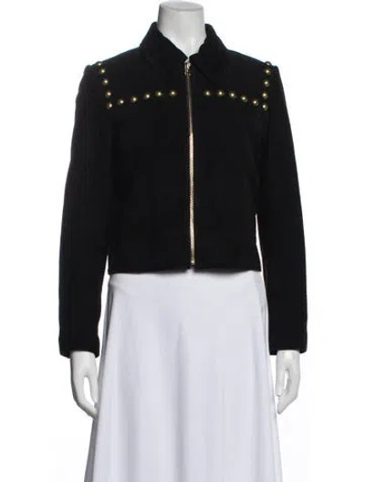 Pre-owned Sandro Goat Leather Biker Jacket In Black