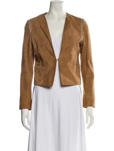 Pre-owned Sandro Goat Leather Blazer In Brown