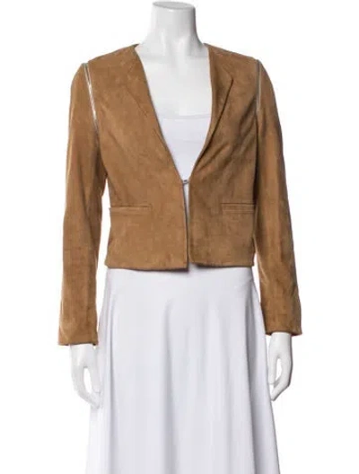 Pre-owned Sandro Goat Leather Blazer In Neutral