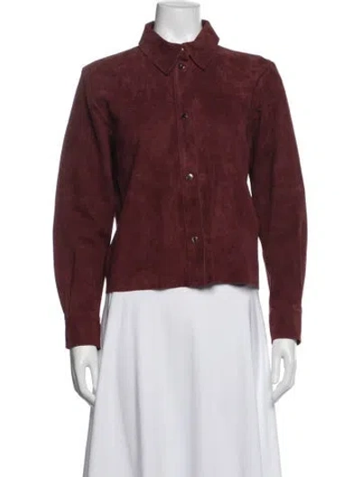 Pre-owned Sandro Goat Leather Jacket In Burgundy