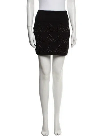 Pre-owned Sandro Goat Leather Mini Skirt In Black