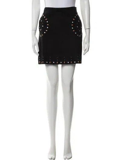 Pre-owned Sandro Goat Leather Mini Skirt In Black