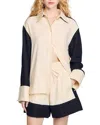 Sandro Grace Two Tone Shirt In Ecru