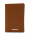 Sandro Grained Leather Foldable Card Holder In Brown