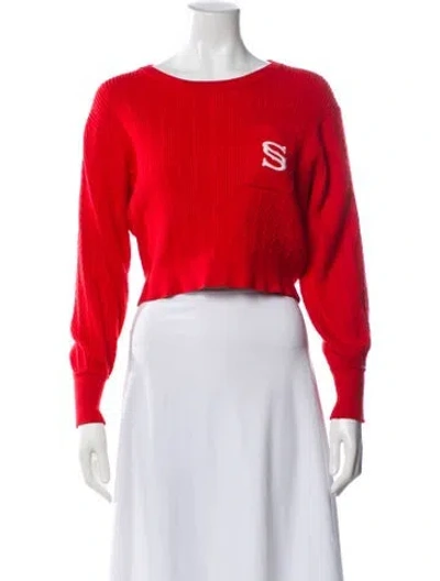 Pre-owned Sandro Graphic Print Bateau Neckline Sweater In Red