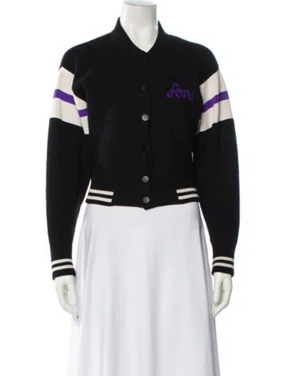 Pre-owned Sandro Graphic Print Bomber Jacket In Black