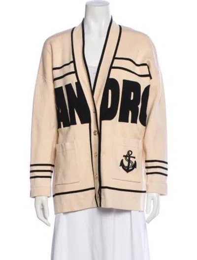 Pre-owned Sandro Graphic Print Bomber Jacket In Neutral