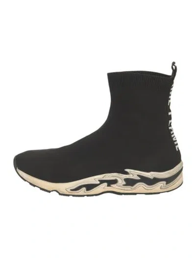 Pre-owned Sandro Graphic Print Chunky Sneakers In Black