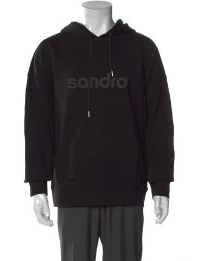 Pre-owned Sandro Graphic Print Crew Neck Hoodie In Black
