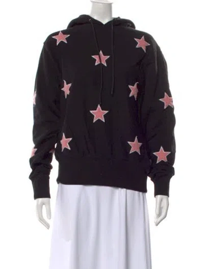 Pre-owned Sandro Graphic Print Crew Neck Hoodie In Black