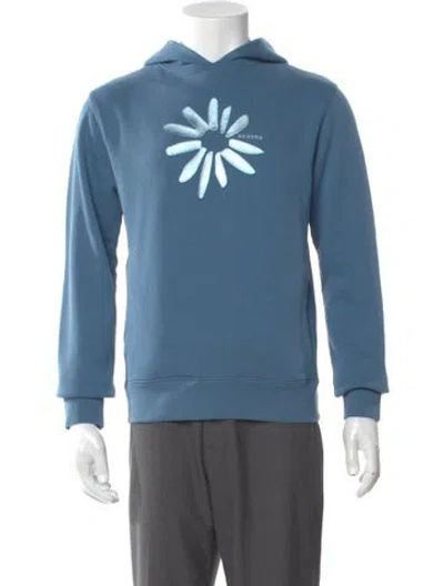 Pre-owned Sandro Graphic Print Crew Neck Hoodie In Blue