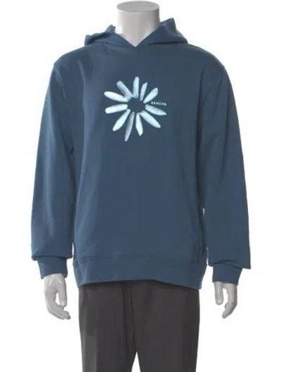 Pre-owned Sandro Graphic Print Crew Neck Hoodie In Blue