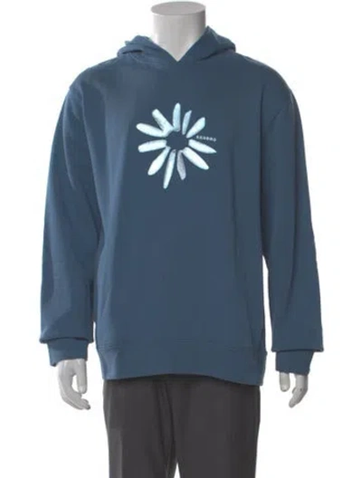 Pre-owned Sandro Graphic Print Crew Neck Hoodie In Blue