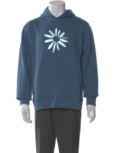 Pre-owned Sandro Graphic Print Crew Neck Hoodie In Blue