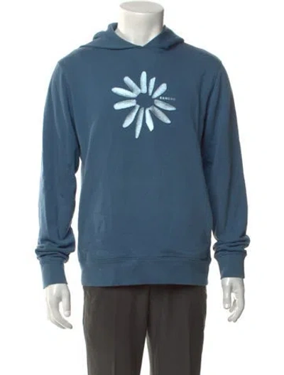 Pre-owned Sandro Graphic Print Crew Neck Hoodie In Blue