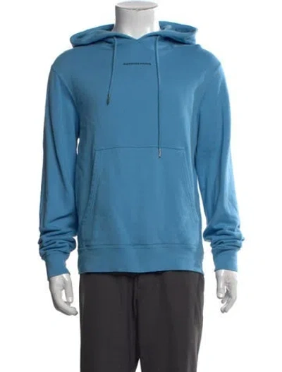Pre-owned Sandro Graphic Print Crew Neck Hoodie In Blue