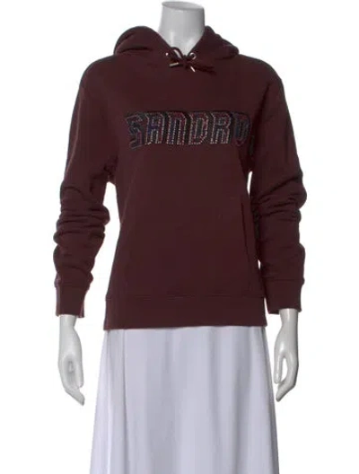 Pre-owned Sandro Graphic Print Crew Neck Hoodie In Burgundy