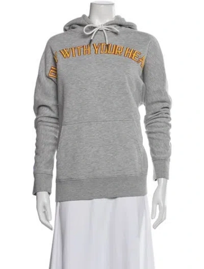 Pre-owned Sandro Graphic Print Crew Neck Hoodie In Gray