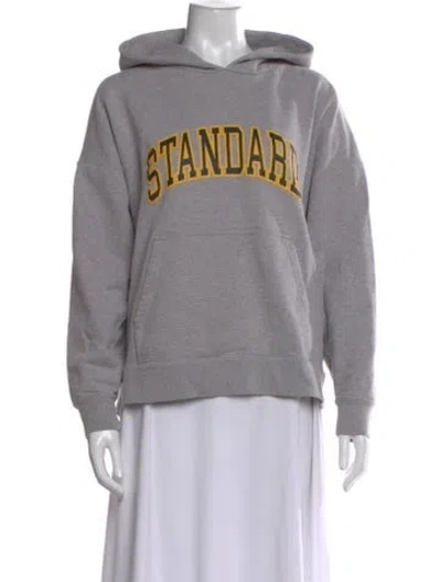 Pre-owned Sandro Graphic Print Crew Neck Hoodie In Gray
