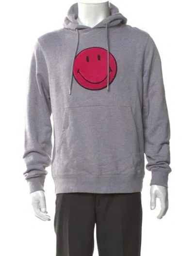 Pre-owned Sandro Graphic Print Crew Neck Hoodie In Gray