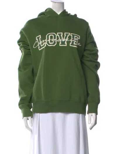 Pre-owned Sandro Graphic Print Crew Neck Hoodie In Green