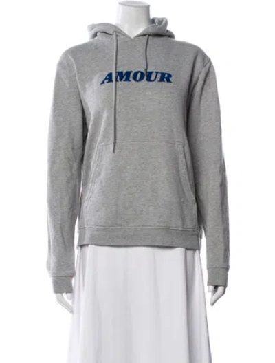 Pre-owned Sandro Graphic Print Crew Neck Hoodie In Grey