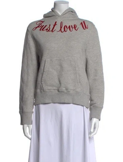 Pre-owned Sandro Graphic Print Crew Neck Hoodie In Grey