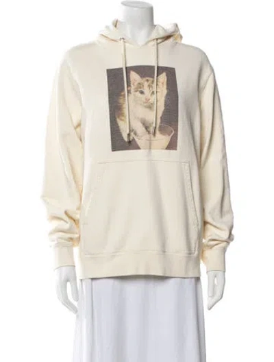 Pre-owned Sandro Graphic Print Crew Neck Hoodie In Neutrals