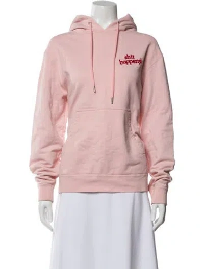 Pre-owned Sandro Graphic Print Crew Neck Hoodie In Pink