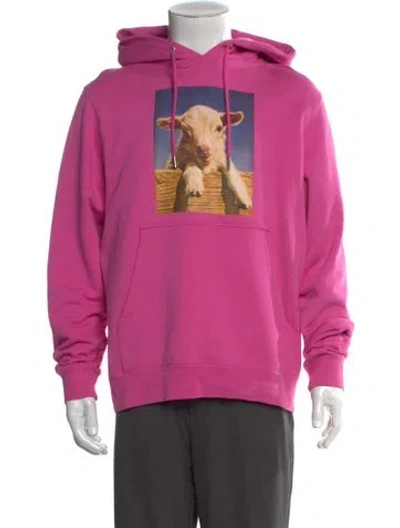 Pre-owned Sandro Graphic Print Crew Neck Hoodie In Pink