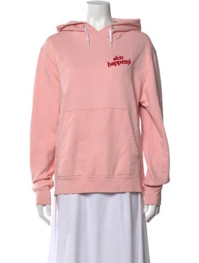 Pre-owned Sandro Graphic Print Crew Neck Hoodie In Pink
