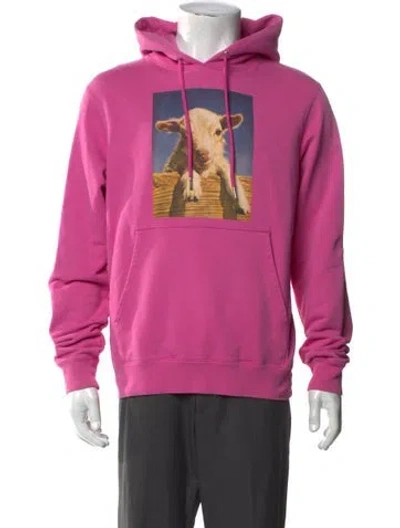 Pre-owned Sandro Graphic Print Crew Neck Hoodie In Pink