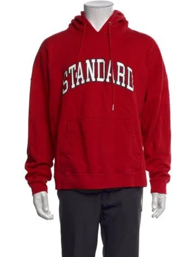 Pre-owned Sandro Graphic Print Crew Neck Hoodie In Red