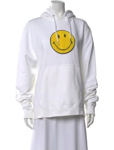 Pre-owned Sandro Graphic Print Crew Neck Hoodie In White