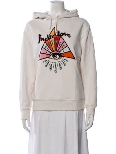 Pre-owned Sandro Graphic Print Crew Neck Hoodie In White