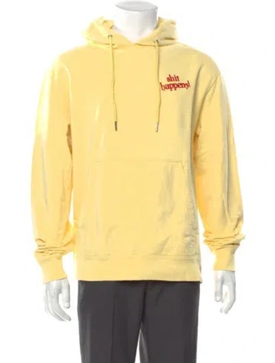 Pre-owned Sandro Graphic Print Crew Neck Hoodie In Yellow