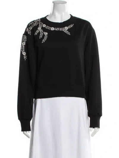 Pre-owned Sandro Graphic Print Crew Neck Sweater In Black