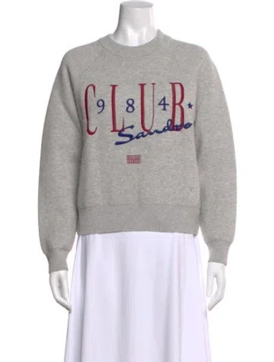 Pre-owned Sandro Graphic Print Crew Neck Sweater In Gray