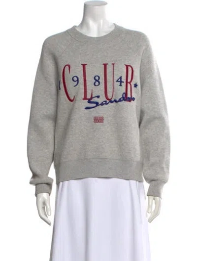 Pre-owned Sandro Graphic Print Crew Neck Sweater In Gray