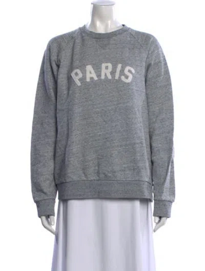 Pre-owned Sandro Graphic Print Crew Neck Sweater In Gray
