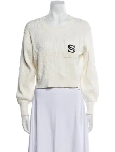 Pre-owned Sandro Graphic Print Crew Neck Sweater In Neutral