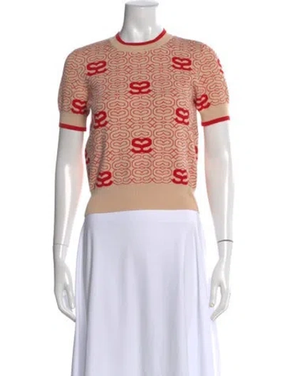 Pre-owned Sandro Graphic Print Crew Neck Sweater In Pink