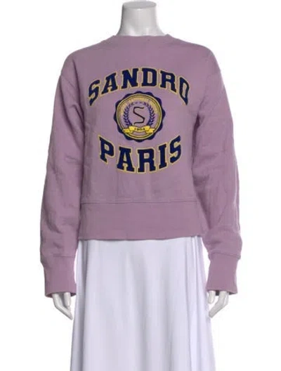 Pre-owned Sandro Graphic Print Crew Neck Sweater In Purple