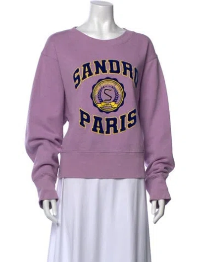 Pre-owned Sandro Graphic Print Crew Neck Sweater In Purple
